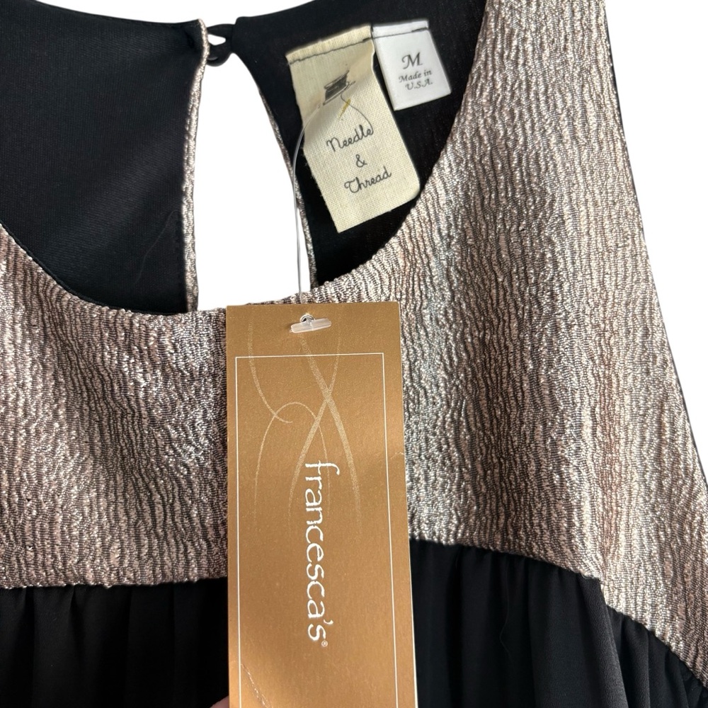 FRANCESCA’s NEEDLE & THREAD Formal Black/Gold Dress Size Medium — NWT - Picture 6 of 7
